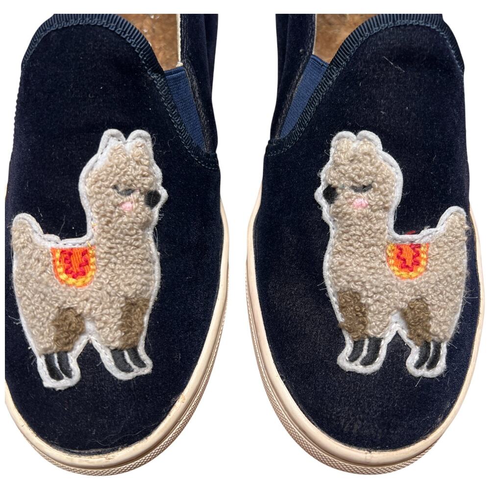 SOLUDOS Women 7 Navy Velvet Llama Alpaca Sneaker Slip On Shoes Flats READ - Picture 10 of 14